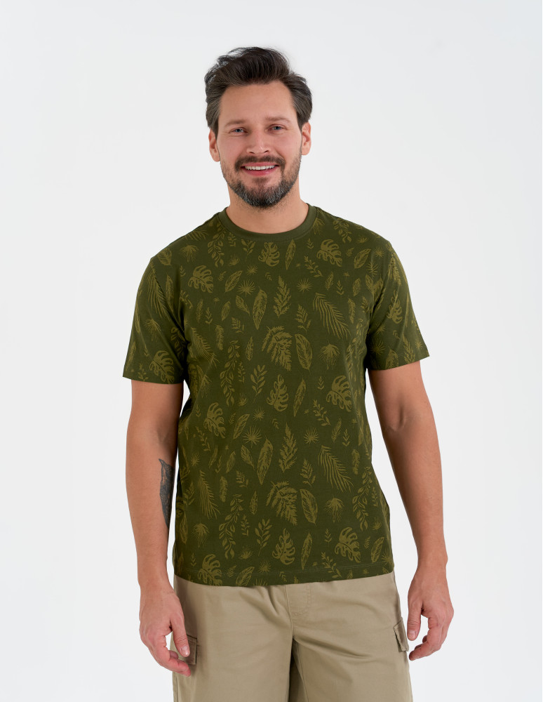 Koszulki z krótkim rękawem - Męski T-shirt bawełniany z motywem roślinnym WZÓR 1 - produkt moraj.pl 1