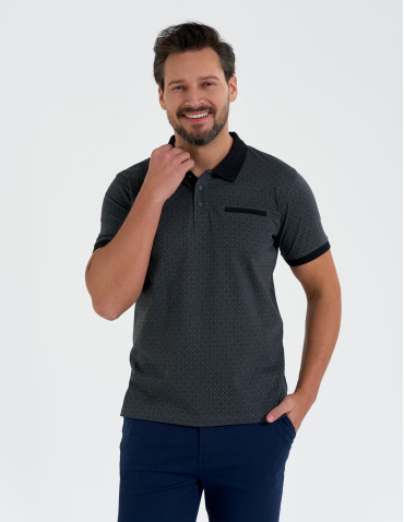 Koszulka polo męska z krótkim rękawem wzorzysta - WZÓR 3