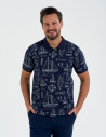Koszulka polo męska z krótkim rękawem wzorzysta WZÓR 1
