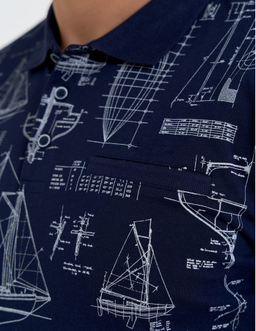 Koszulki polo - Koszulka polo męska z krótkim rękawem wzorzysta WZÓR 1 - produkt 7