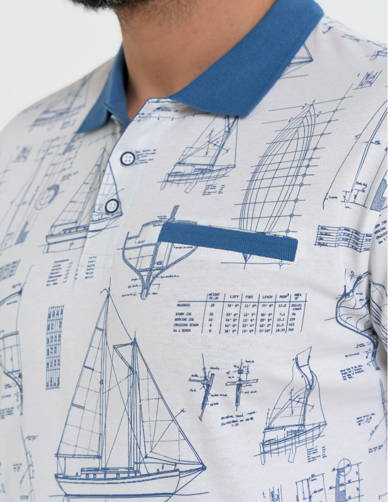 Koszulki polo - Koszulka polo męska z krótkim rękawem wzorzysta WZÓR 2  - produkt moraj.pl 2