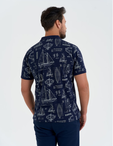 Koszulki polo - Koszulka polo męska z krótkim rękawem wzorzysta WZÓR 1 - produkt 3