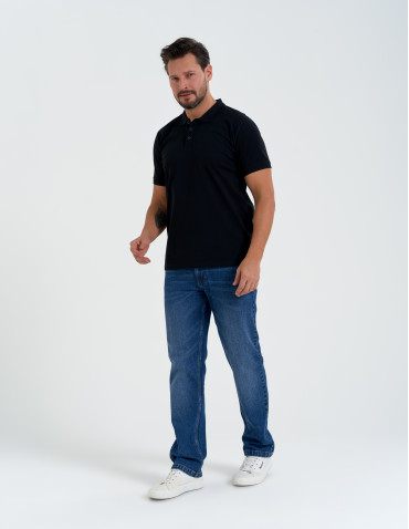 Koszulki polo - Koszulka polo męska o regularnym kroju CZARNY - produkt 5