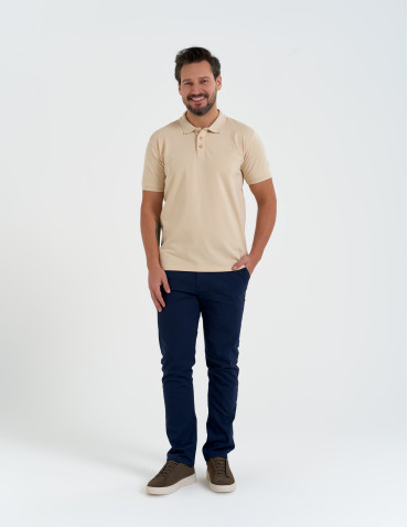Koszulki polo - Koszulka polo męska o regularnym kroju BEŻOWY - produkt 7
