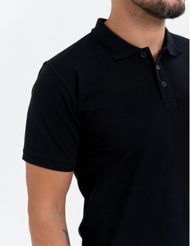 Koszulka polo męska o regularnym kroju - CZARNY  - produkt 2