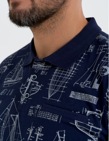 Koszulki polo - Koszulka polo męska z krótkim rękawem wzorzysta WZÓR 1 - produkt 4