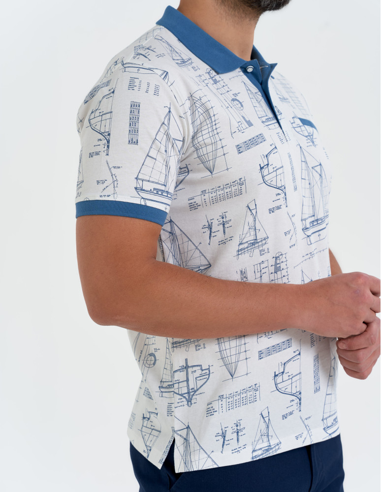 Koszulki polo - Koszulka polo męska z krótkim rękawem wzorzysta WZÓR 2  - produkt moraj.pl 6