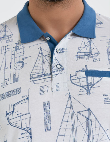 Koszulki polo - Koszulka polo męska z krótkim rękawem wzorzysta WZÓR 2 - produkt 5