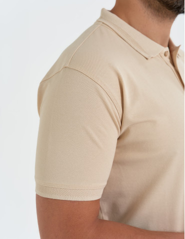 Koszulki polo - Koszulka polo męska o regularnym kroju BEŻOWY - produkt 3