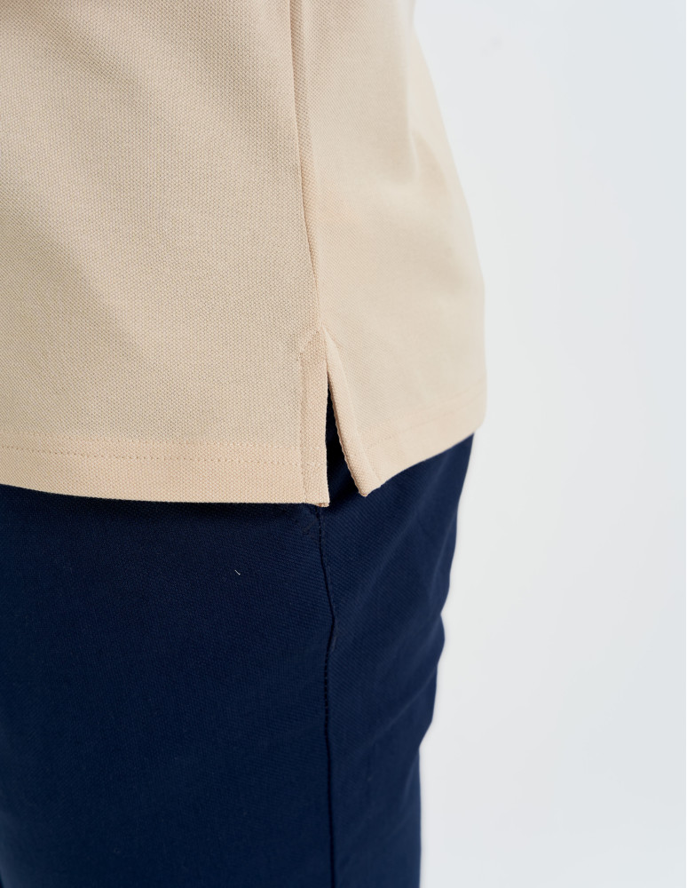 Koszulki polo - Koszulka polo męska o regularnym kroju BEŻOWY  - produkt moraj.pl 4