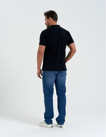 Koszulki polo - Koszulka polo męska o regularnym kroju CZARNY - produkt 6