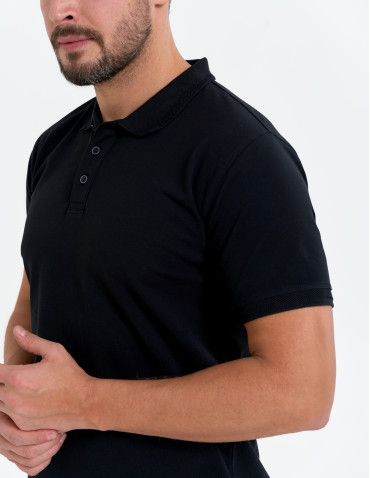 Koszulki polo - Koszulka polo męska o regularnym kroju CZARNY - produkt 8