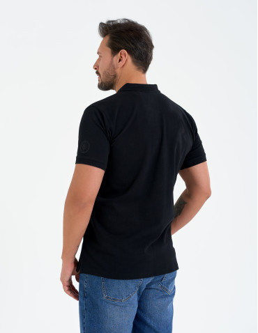 Koszulki polo - Koszulka polo męska o regularnym kroju CZARNY - produkt 4