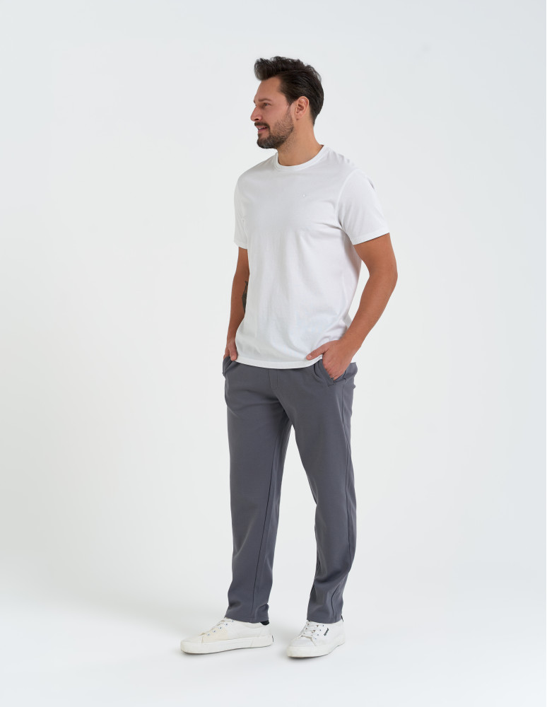 Spodnie dresowe - Męskie spodnie dresowe z prostą nogawką SZARY  - produkt moraj.pl 7