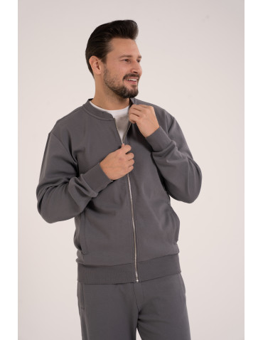 Bluza dresowa męska bomberka na zamek - SZARY
