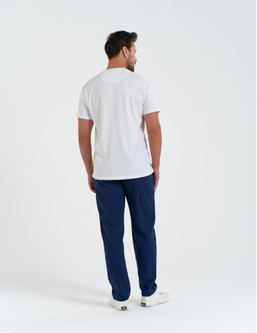 Spodnie dresowe - Męskie spodnie dresowe z prostą nogawką GRANATOWY - produkt 8