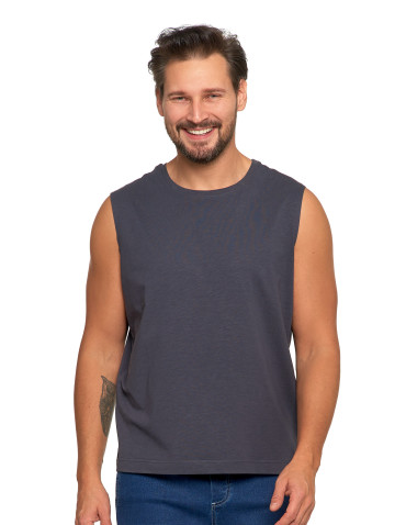 Koszulki i Tank Topy - Koszulka męska tank top bez rękawów luźna GRAFIT - produkt 1