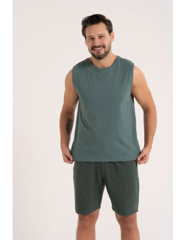 Koszulki i Tank Topy - Koszulka męska tank top bez rękawów luźna ZIELONY - produkt 1