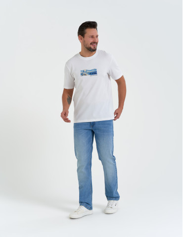 Koszulki z krótkim rękawem - T-shirt męski z nadrukiem morza BIAŁY - produkt 4