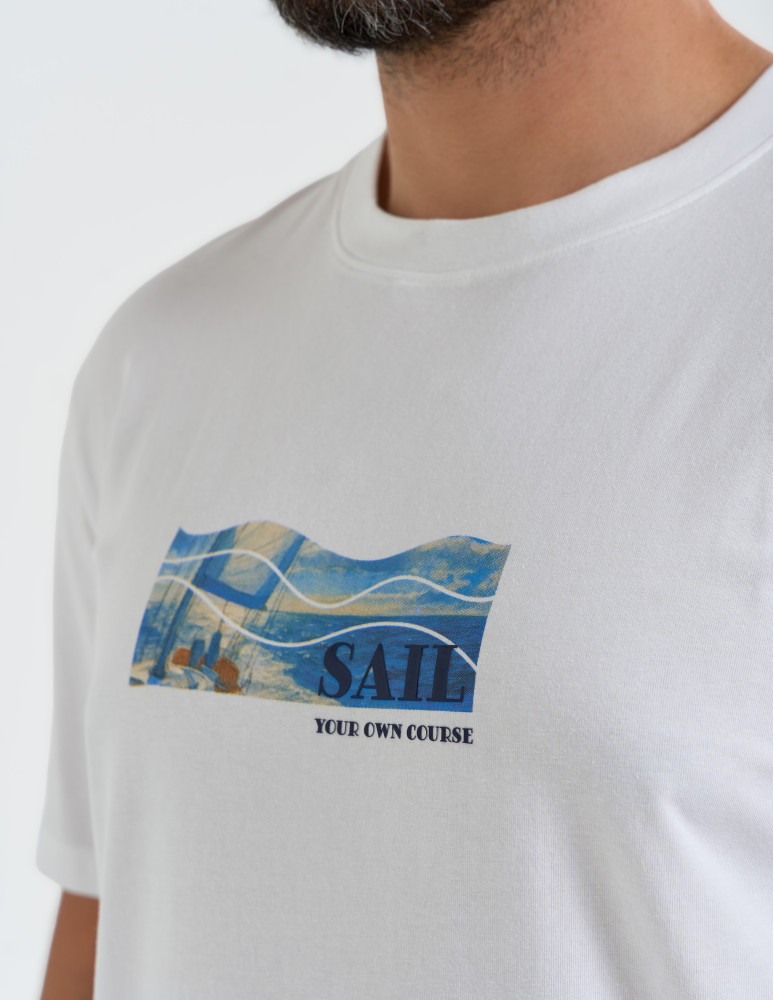 Koszulki z krótkim rękawem - T-shirt męski z nadrukiem morza BIAŁY  - produkt moraj.pl 2