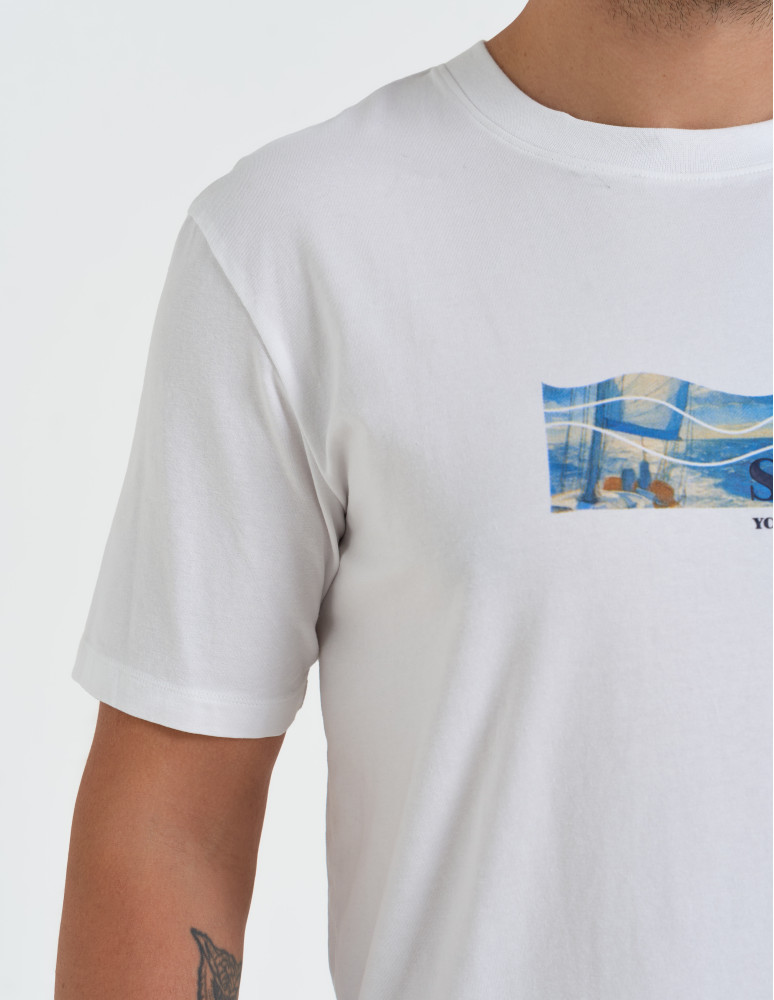 Koszulki z krótkim rękawem - T-shirt męski z nadrukiem morza BIAŁY  - produkt moraj.pl 5