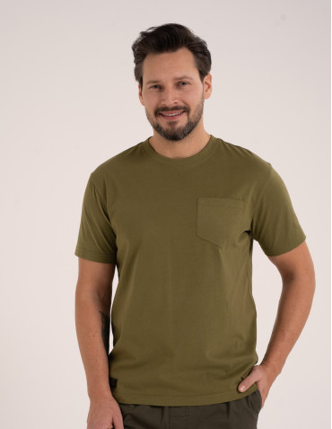 Męska koszulka z krótkim rękawem z kieszonką - ZIELONY