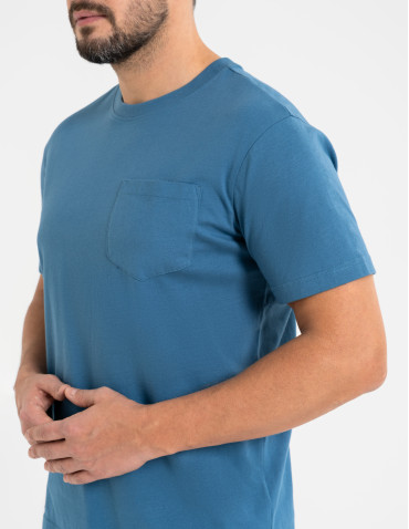 Koszulki z krótkim rękawem - Męska koszulka z krótkim rękawem z kieszonką NIEBIESKI - produkt 2
