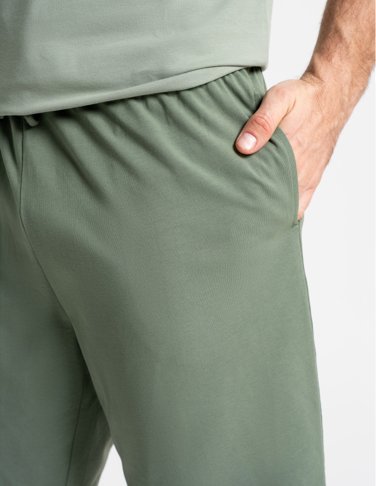 Piżamy z krótkim rękawem - Męska piżama bawełniana z krótkim rękawem gładka ZIELONY  - produkt moraj.pl 7