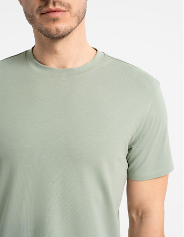 Piżamy z krótkim rękawem - Męska piżama bawełniana z krótkim rękawem gładka ZIELONY - produkt 9