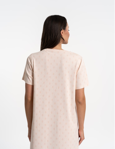 Koszule nocne z krótkim rękawem - Koszula nocna damska z krótkim rękawem w drobny wzór WZÓR 1 - produkt 6