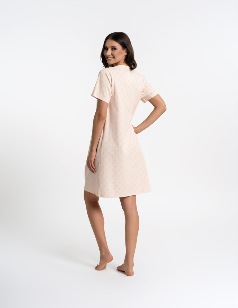 Koszule nocne z krótkim rękawem - Koszula nocna damska z krótkim rękawem w drobny wzór WZÓR 1  - produkt moraj.pl 7