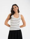 Damska koszulka tank top w prążek bawełniana BIAŁY