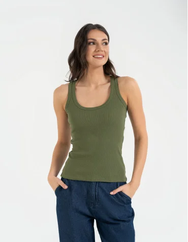 Damska koszulka tank top w prążek bawełniana