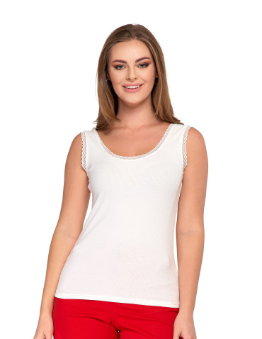 Top damski bez rękawów z koronkowym wykończeniem