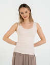 Top damski bez rękawów z koronkowym wykończeniem KREMOWY