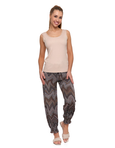 Topy na ramiączkach - Top damski bez rękawów z koronkowym wykończeniem BEŻOWY - produkt 3