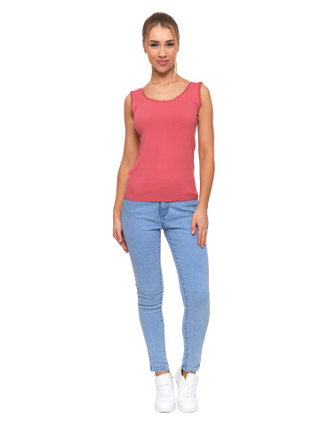 Topy na ramiączkach - Top damski bez rękawów z koronkowym wykończeniem RÓŻOWY - produkt 3