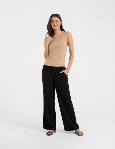 Topy na ramiączkach - Top damski bez rękawów z koronkowym wykończeniem MOKKA - produkt 6