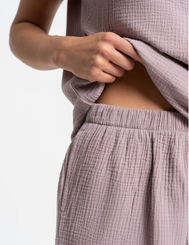 Piżamy z krótkim rękawem - Damska piżama muślinowa z krótkim rękawem WZÓR 1 - produkt 5