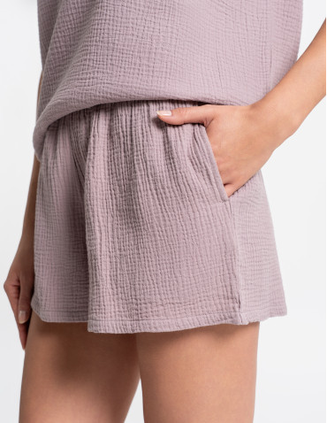 Piżamy z krótkim rękawem - Damska piżama muślinowa z krótkim rękawem WZÓR 1 - produkt 6