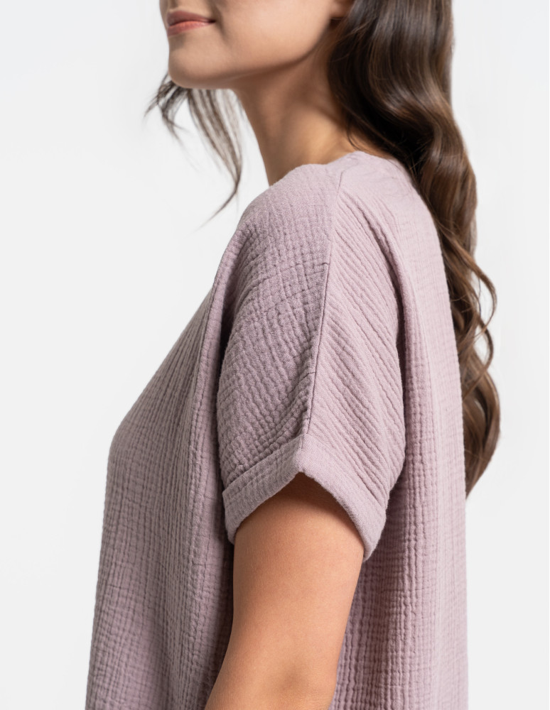 Piżamy z krótkim rękawem - Damska piżama muślinowa z krótkim rękawem WZÓR 1  - produkt moraj.pl 2