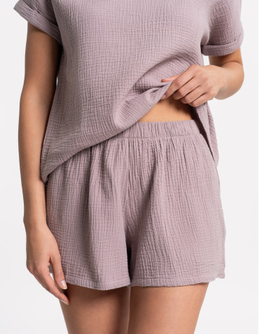 Piżamy z krótkim rękawem - Damska piżama muślinowa z krótkim rękawem WZÓR 1 - produkt 3