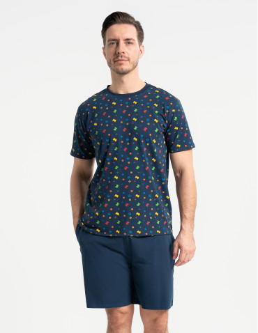 Piżama męska dwuczęściowa z motywem gier