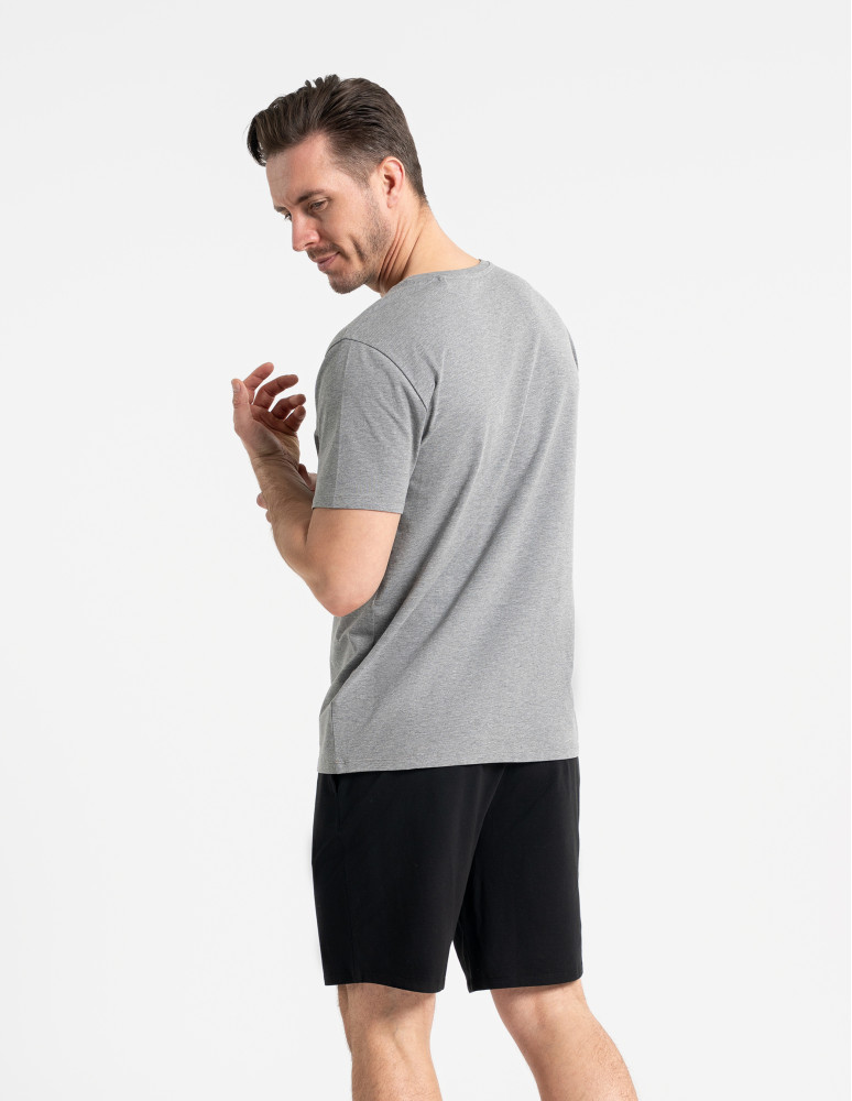 Piżamy z krótkim rękawem - Piżama męska z rozpinanym dekoltem SZARY MELANŻ  - produkt moraj.pl 3