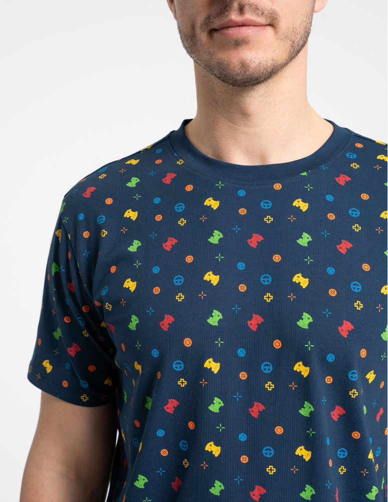 Piżamy z krótkim rękawem - Piżama męska dwuczęściowa z motywem gier GRANATOWY  - produkt moraj.pl 2