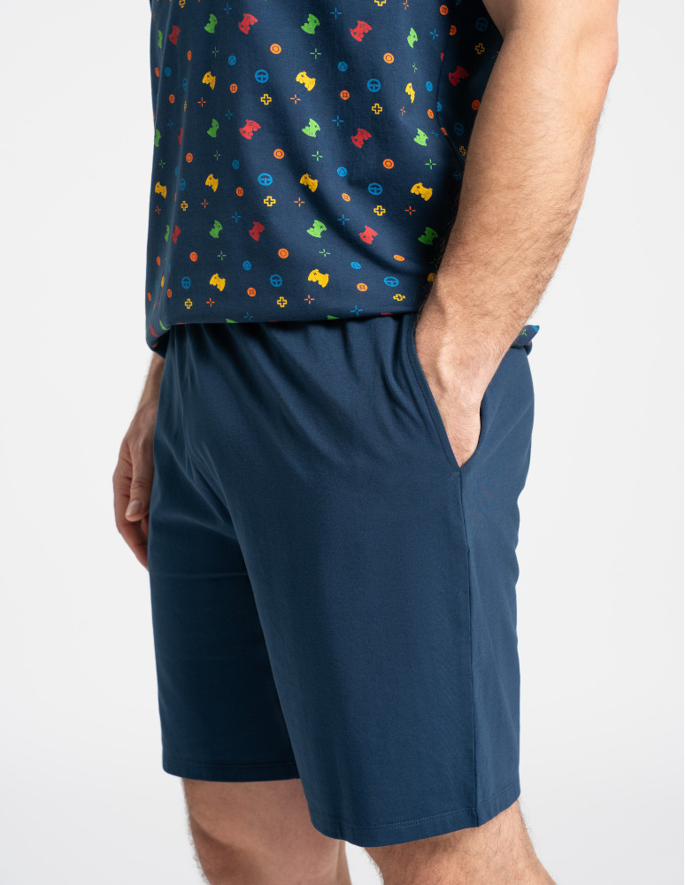 Piżamy z krótkim rękawem - Piżama męska dwuczęściowa z motywem gier GRANATOWY  - produkt moraj.pl 9