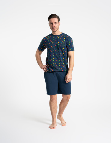 Piżamy z krótkim rękawem - Piżama męska dwuczęściowa z motywem gier GRANATOWY - produkt 7