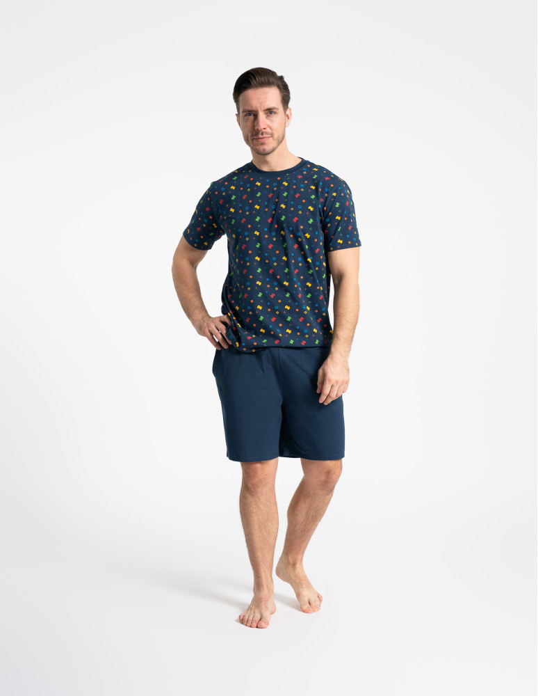 Piżamy z krótkim rękawem - Piżama męska dwuczęściowa z motywem gier GRANATOWY  - produkt moraj.pl 7
