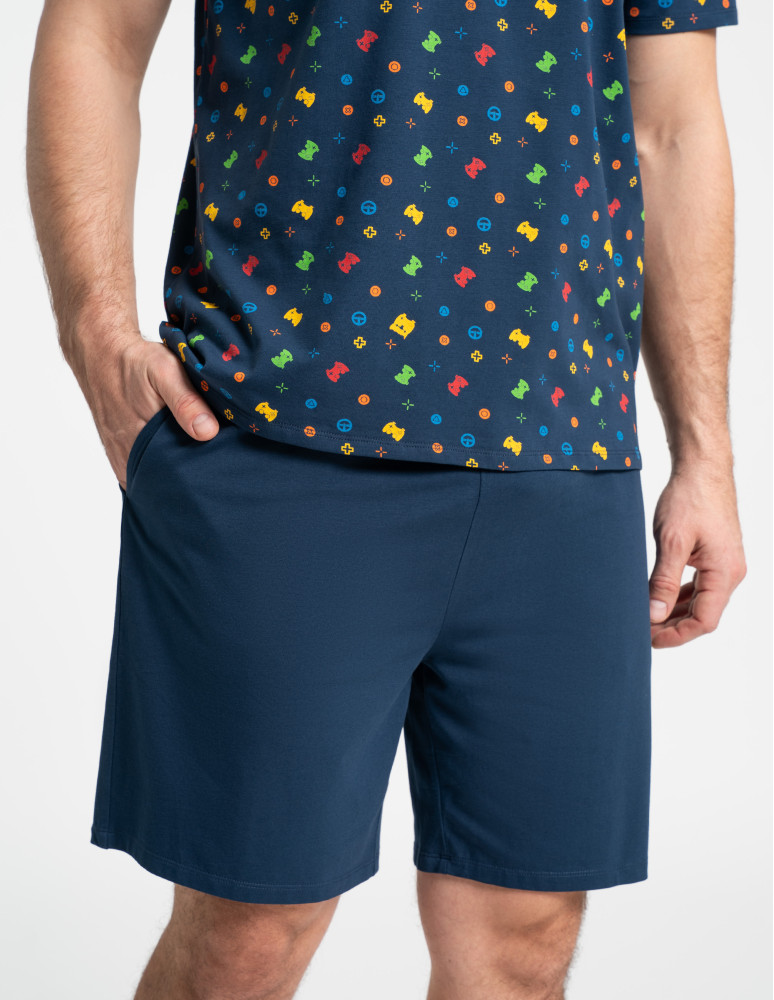 Piżamy z krótkim rękawem - Piżama męska dwuczęściowa z motywem gier GRANATOWY  - produkt moraj.pl 3