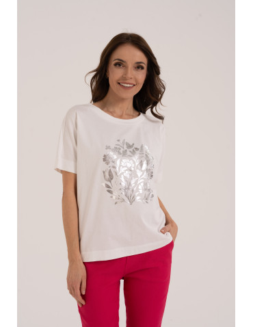 Bluzka damska z krótkim rękawem z eleganckim printem